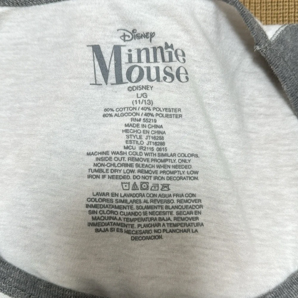 Disney Minnie Mouse 3/4 sleeve raglan shirt Sz L (11/13) (T6)